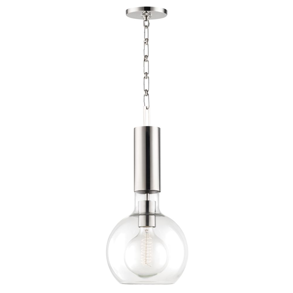 Hudson Valley 1409-PN Raleigh 1 Light Small Pendant in Polished Nickel