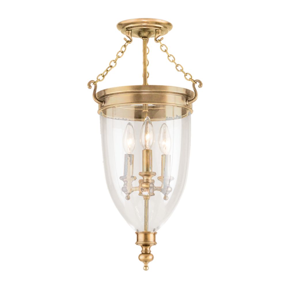 Hudson Valley Lighting 141-AGB Hanover 3 Light Semi Flush in Aged Brass