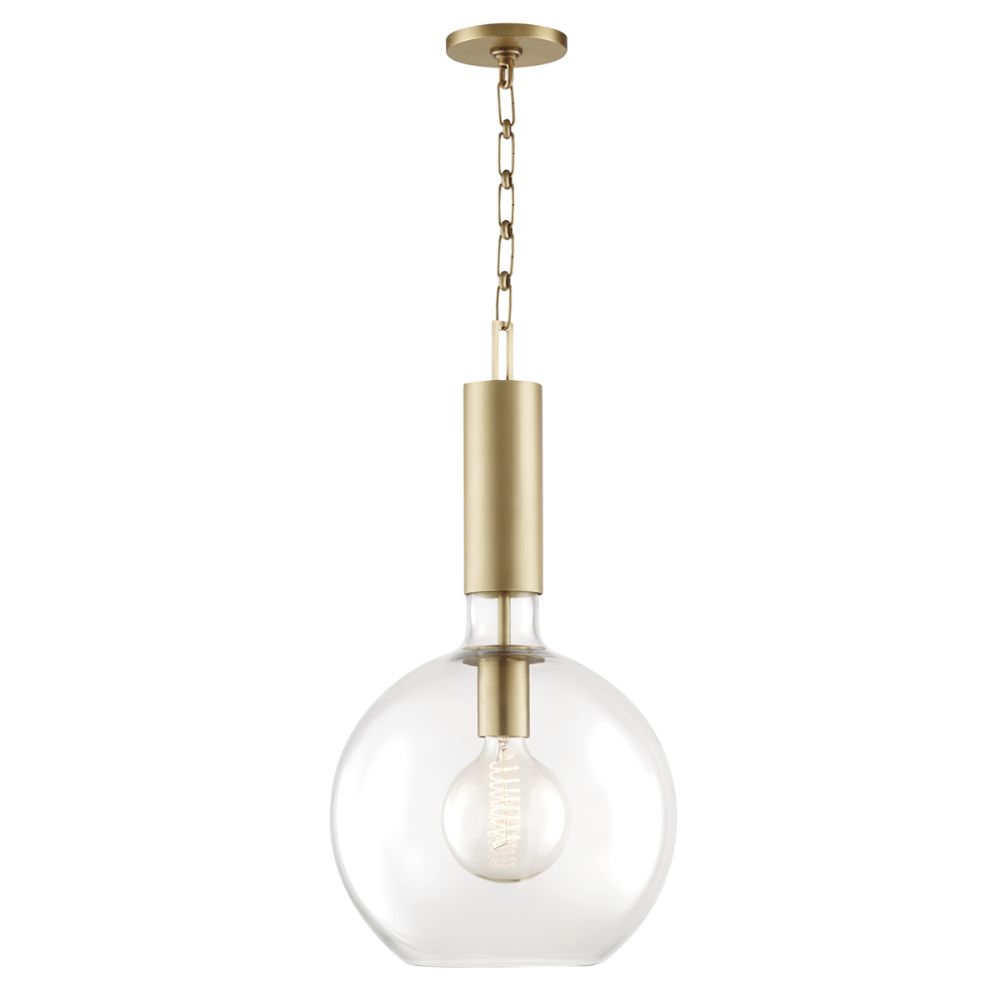 Hudson Valley 1413-AGB Raleigh 1 Light Large Pendant in Aged Brass