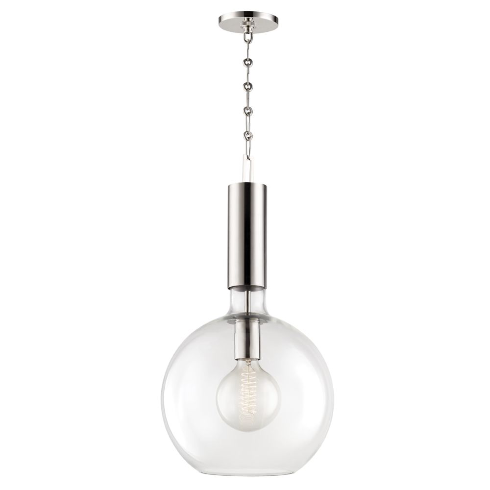 Hudson Valley 1413-PN Raleigh 1 Light Large Pendant in Polished Nickel