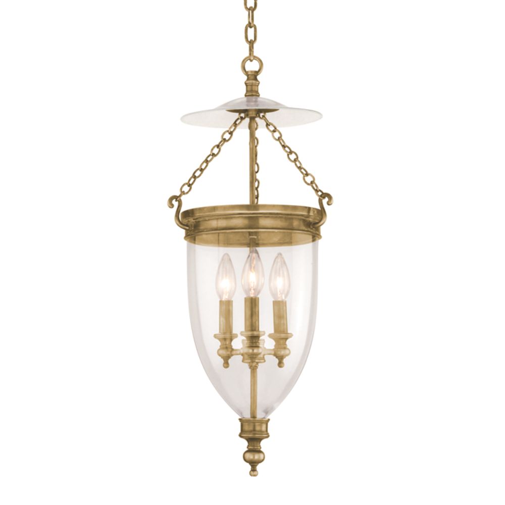 Hudson Valley Lighting 142-AGB Hanover 3 Light Pendant in Aged Brass