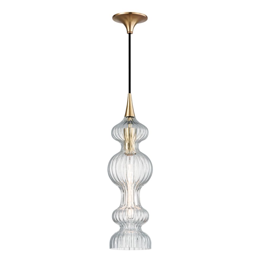 Hudson Valley 1600-AGB-CL 1 LIGHT PENDANT WITH CLEAR GLASS in Aged Brass