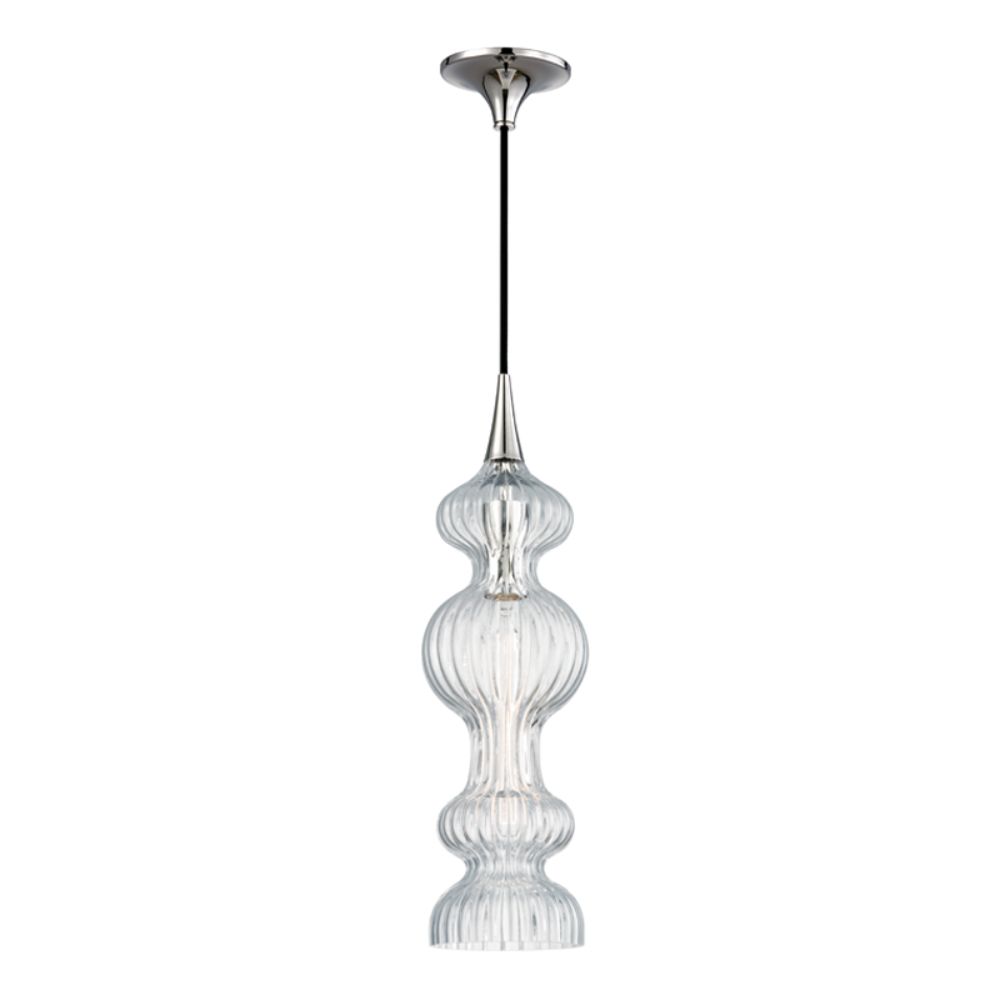 Hudson Valley 1600-PN-CL 1 LIGHT PENDANT WITH CLEAR GLASS in Polished Nickel