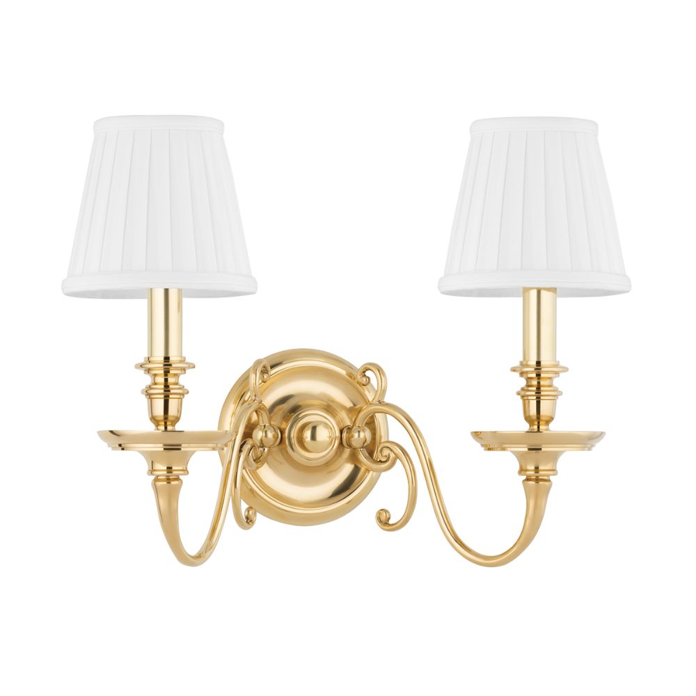 Hudson Valley Lighting 1742-AGB Charleston 2 Light Wall Sconce in Aged Brass