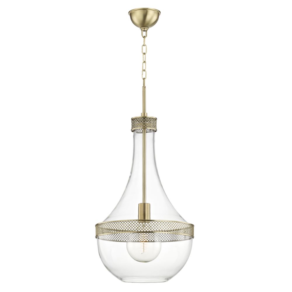 Hudson Valley 1814-AGB Hagen 1 Light Large Pendant in Aged Brass