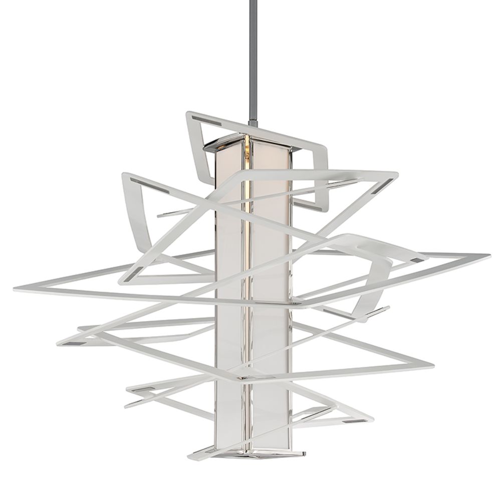 Corbett Lighting 185-44 Tantrum 1 Light Extra Large Pendant in White With Polished Stainless Accents
