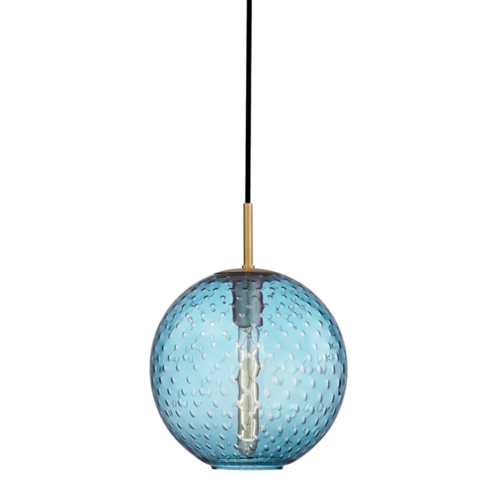 Hudson Valley 2010-AGB-BL 1 LIGHT PENDANT-BLUE GLASS in Aged Brass