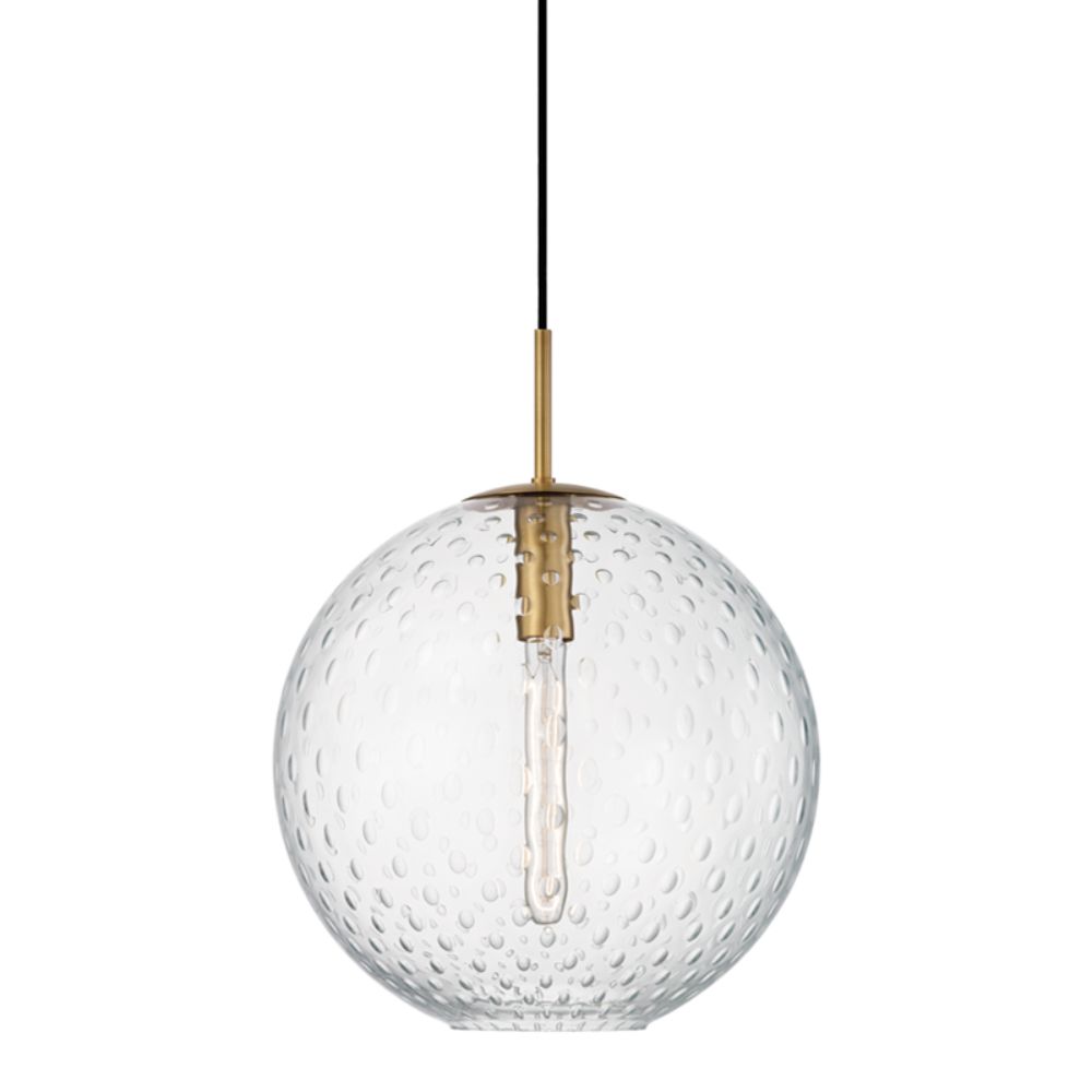 Hudson Valley 2015-AGB-CL 1 LIGHT PENDANT-CLEAR GLASS in Aged Brass