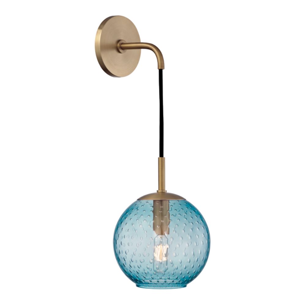 Hudson Valley 2020-AGB-BL 1 LIGHT WALL SCONCE-BLUE GLASS in Aged Brass