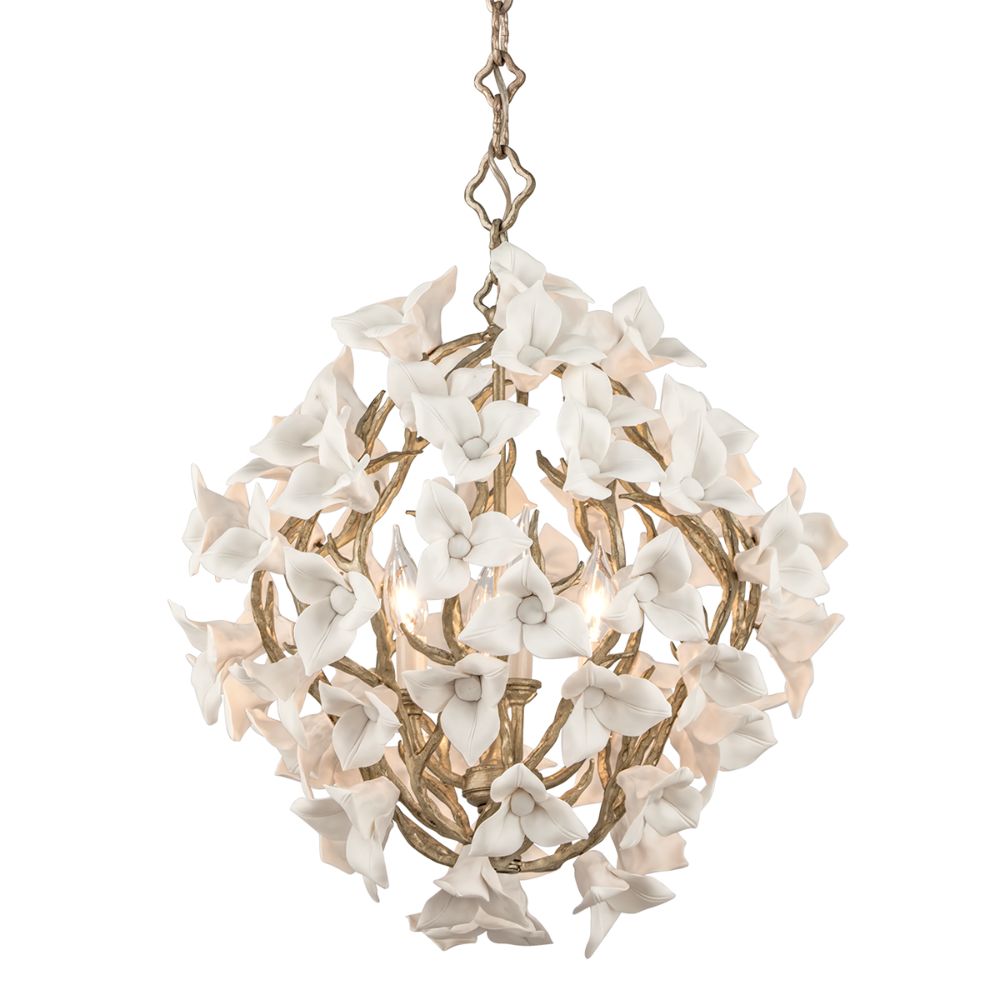 Corbett Lighting 211-44-SGL Lily 4 Light Pendant in Enchanted Silver Leaf