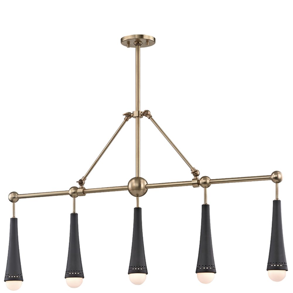 Hudson Valley 2125-AGB Tupelo 5 Light Led Island in Aged Brass