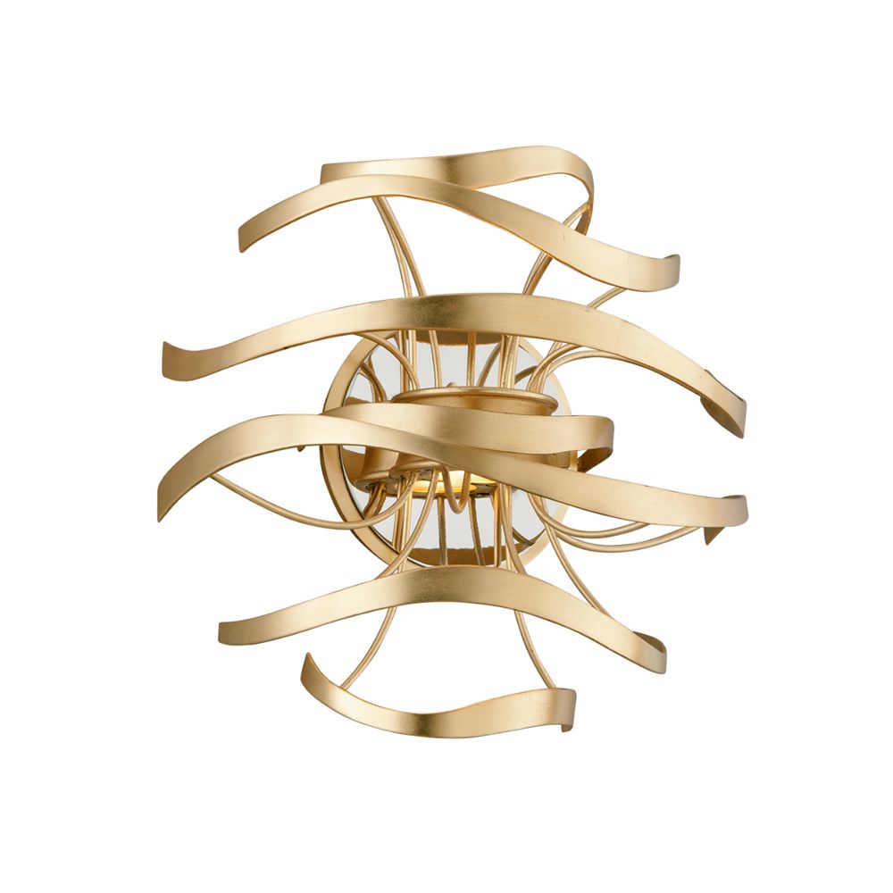 Corbett Lighting 216-12-GL/SS Calligraphy 2 Light Wall Sconce in Gold Leaf W Polished Stainless