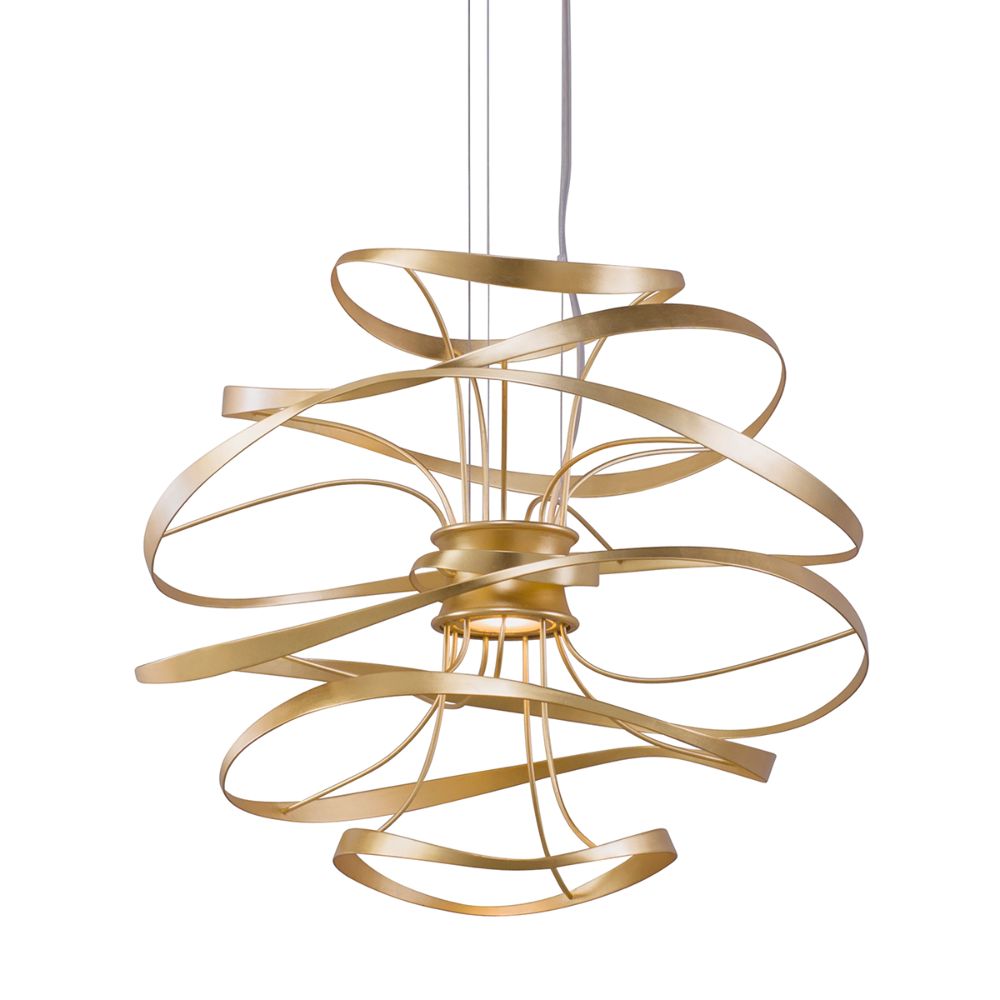 Corbett Lighting 216-41-GL/SS Calligraphy Chandelier in Gold Leaf W Polished Stainless
