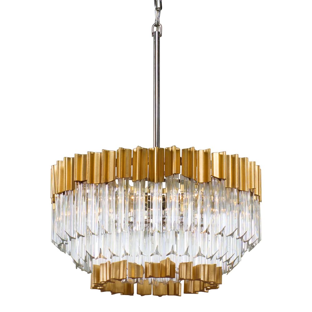 Corbett Lighting 220-42-GL/SS Charisma 5 Light Pendant in Gold Leaf W Polished Stainless