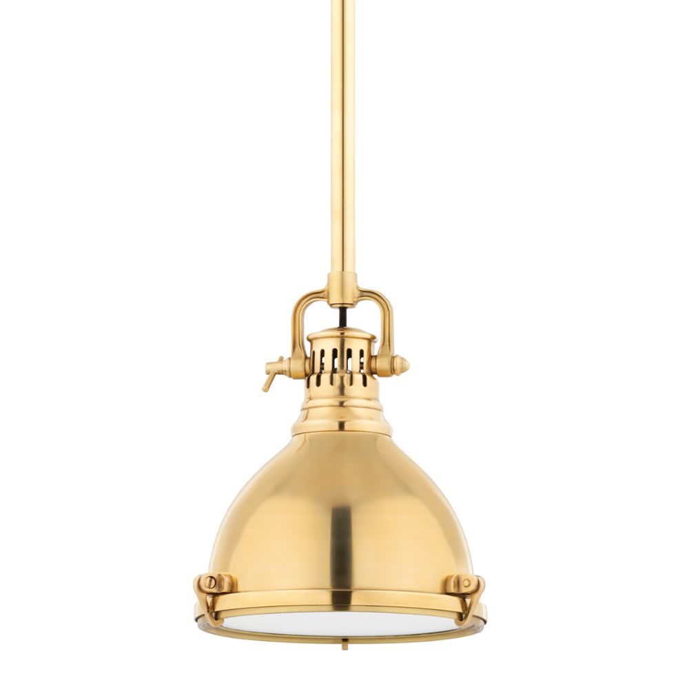 Hudson Valley Lighting 2210-AGB Pelham 1 Light Pendant in Aged Brass