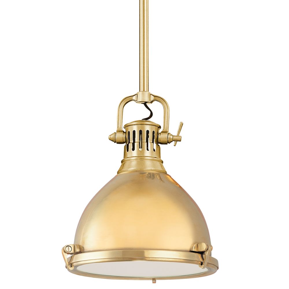 Hudson Valley Lighting 2211-AGB Pelham 1 Light Pendant in Aged Brass