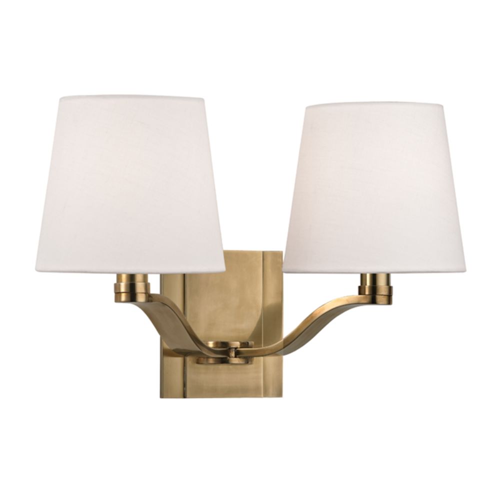 Hudson Valley Lighting 2462-AGB Clayton 2 Light Wall Sconce in Aged Brass