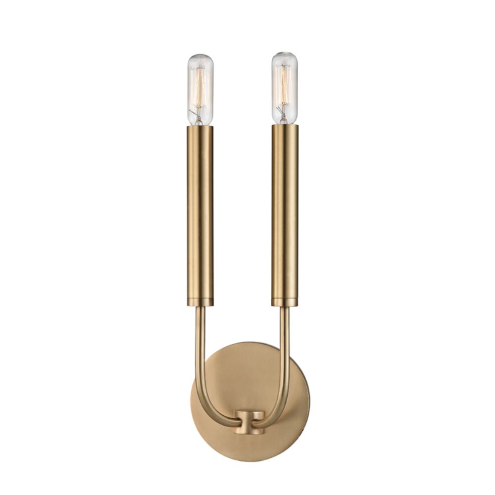 Hudson Valley 2600-AGB Gideon 2 Light Wall Sconce in Aged Brass