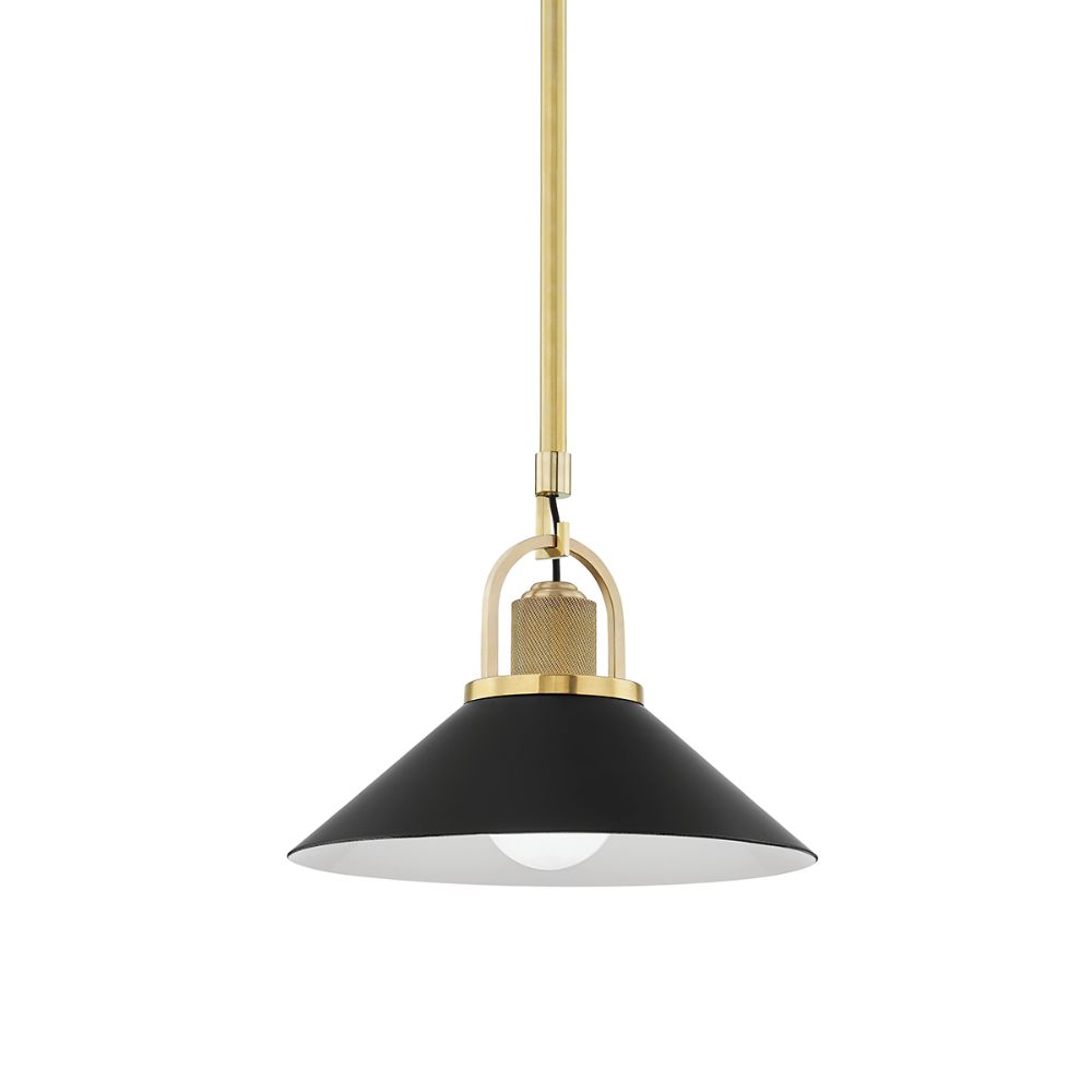 Hudson Valley 2613-AGB/BK Syosset 1 Light Small Pendant in Aged Brass / Black