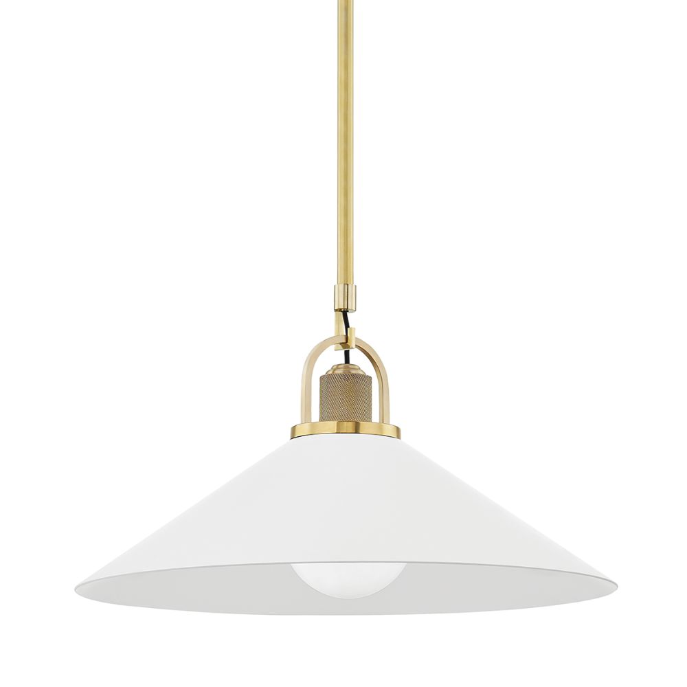 Hudson Valley 2620-AGB/WH Syosset 1 Light Large Pendant in Aged Brass / White