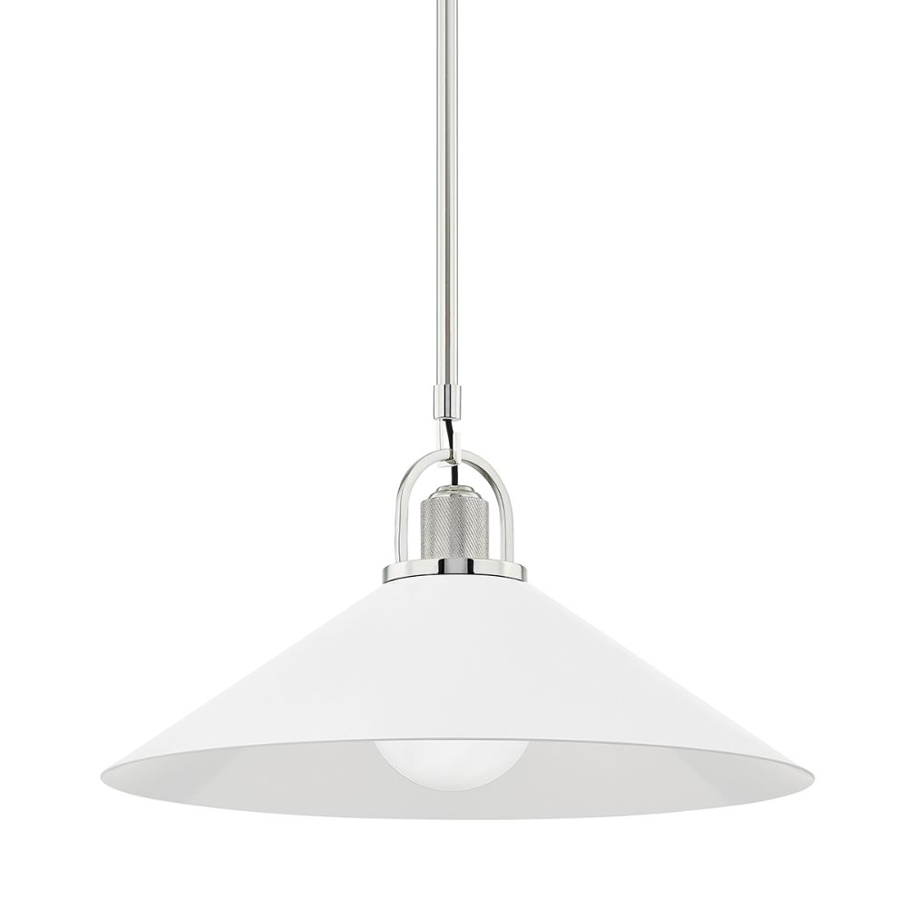 Hudson Valley 2620-PN/WH Syosset 1 Light Large Pendant in Polished Nickel / White