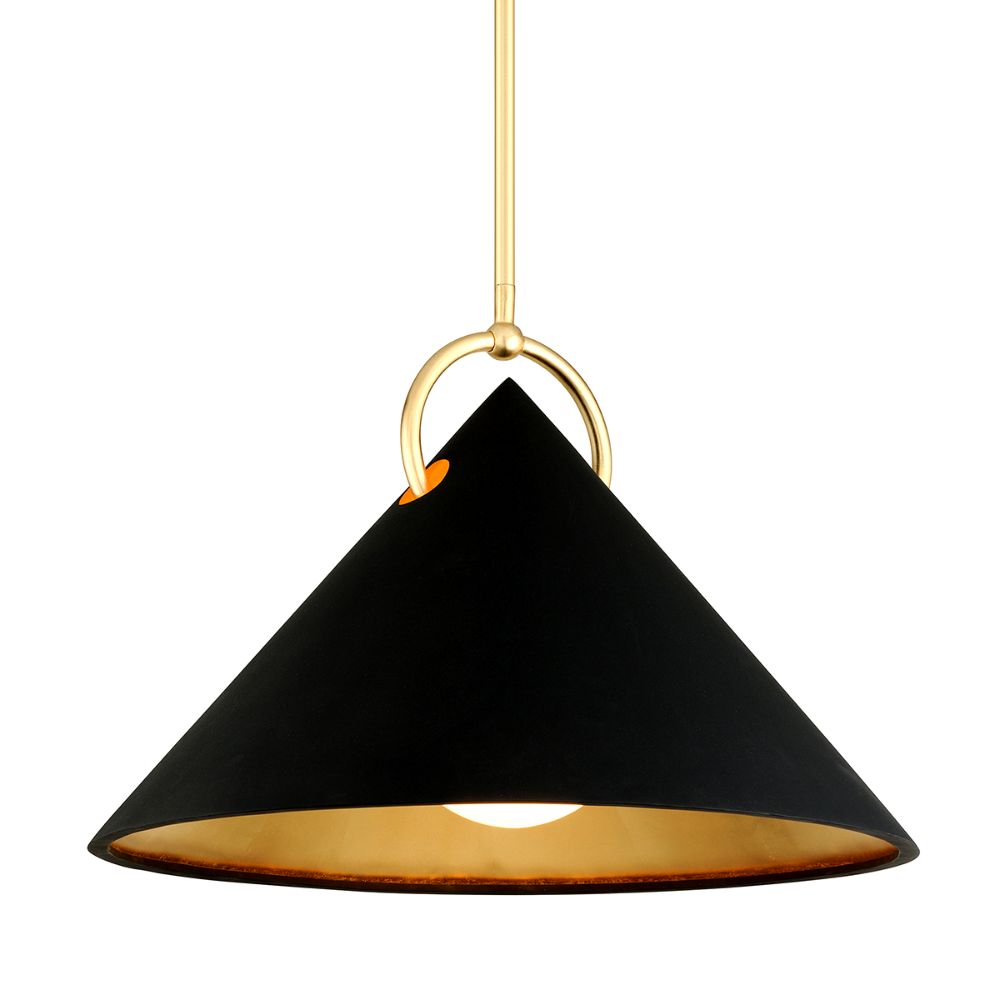 Corbett Lighting 289-42-GL/SBK Charm 1 Light Pendant in Black And Gold Leaf