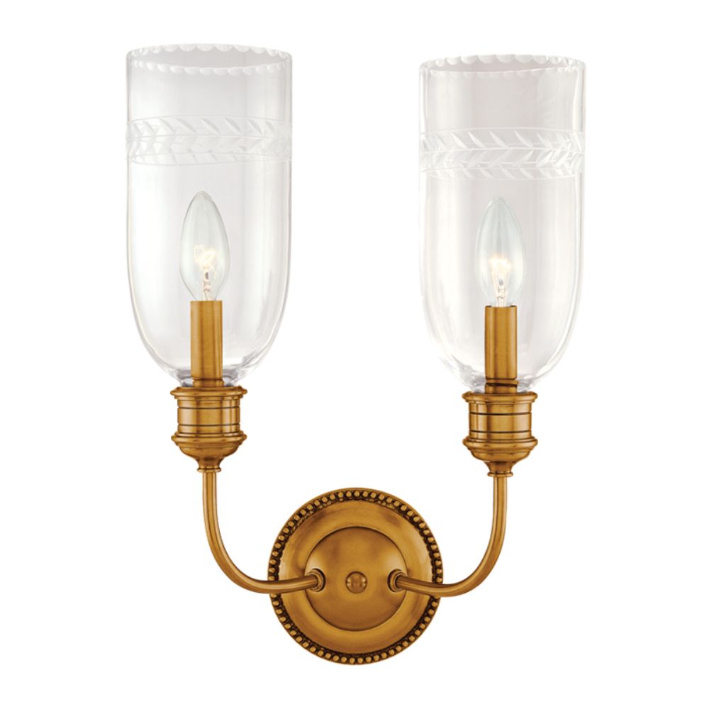 Hudson Valley Lighting 292-AGB Lafayette 2 Light Wall Sconce in Aged Brass