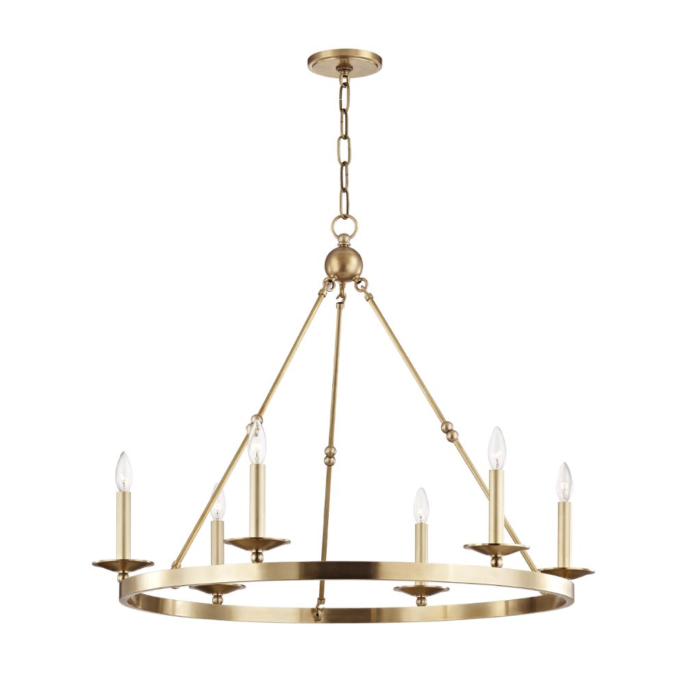Hudson Valley 3206-AGB Allendale 6 Light Chandelier in Aged Brass