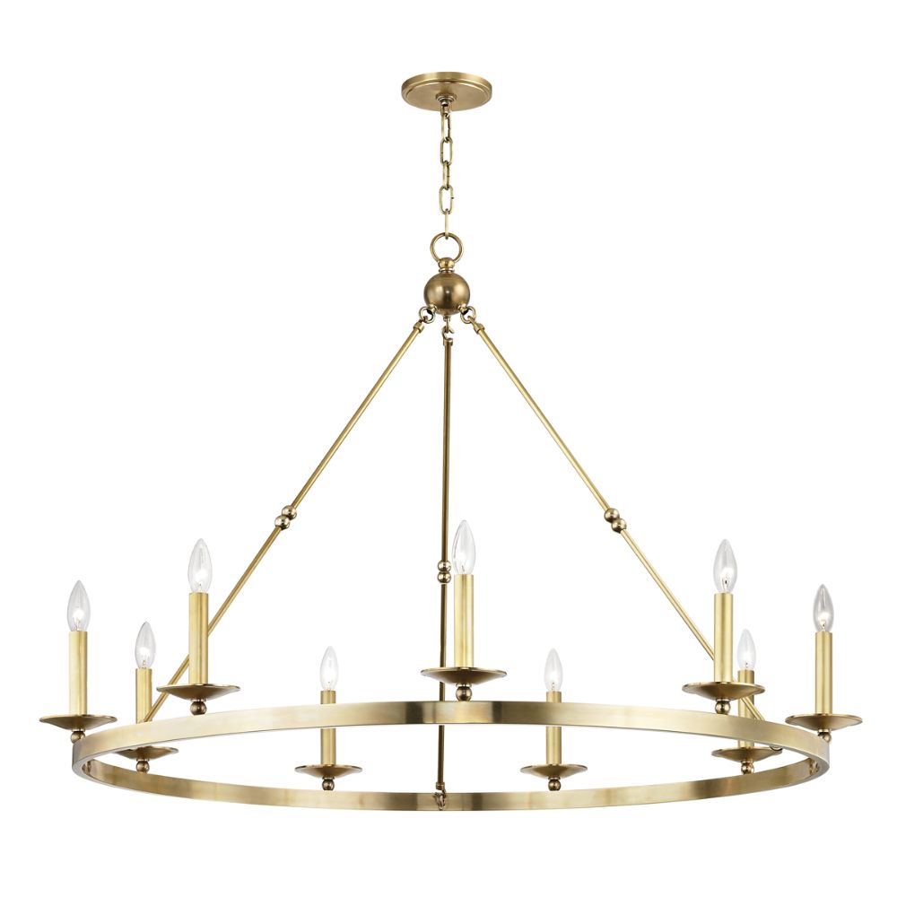 Hudson Valley 3209-AGB Allendale 9 Light Chandelier in Aged Brass