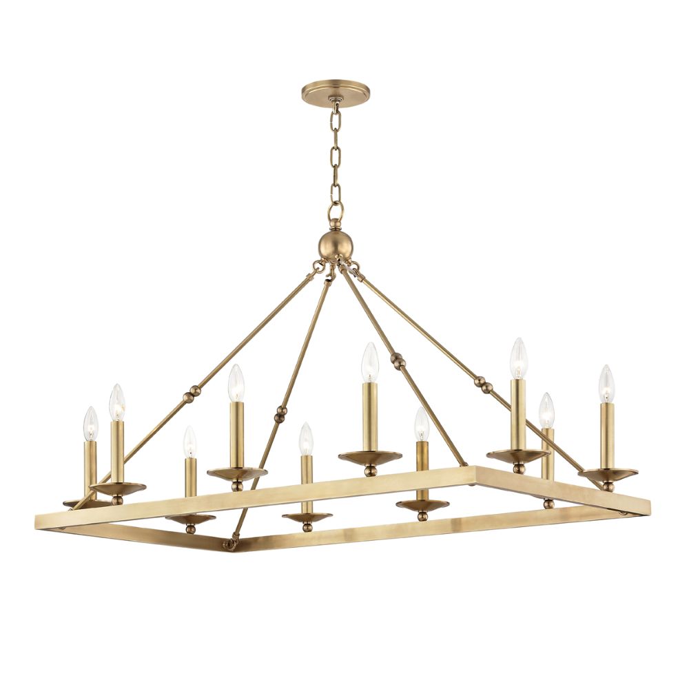 Hudson Valley 3244-AGB Allendale 10 Light Chandelier in Aged Brass