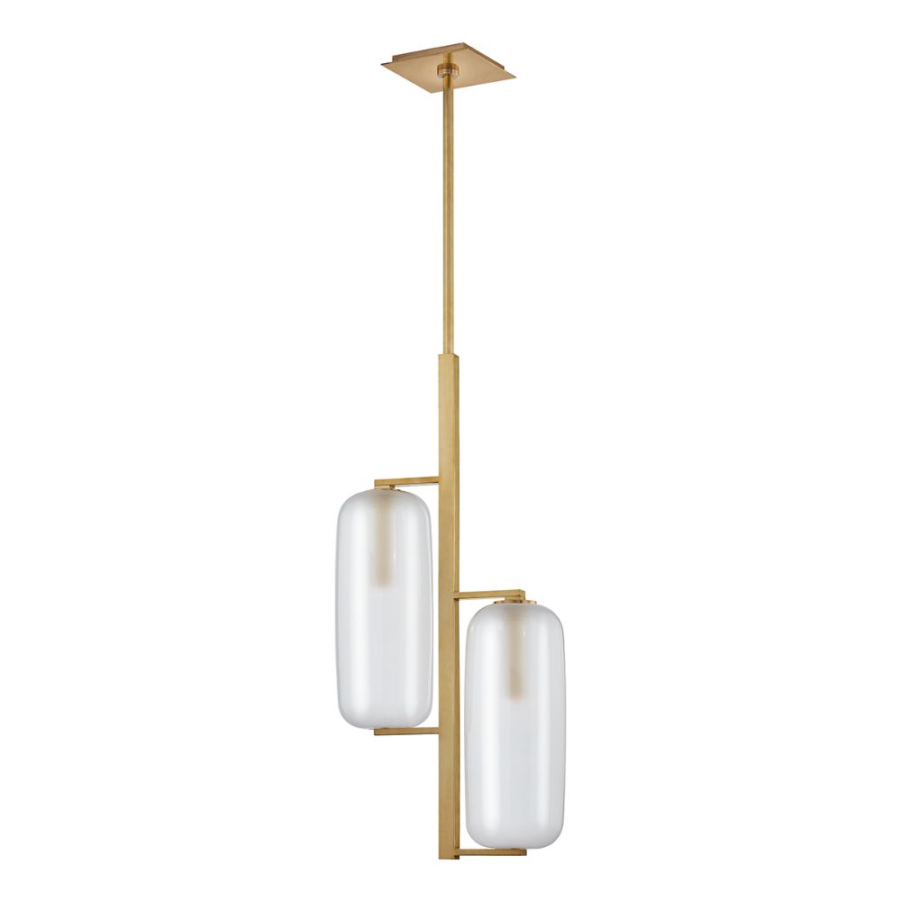 Hudson Valley 3472-AGB Pebble 2 Light Pendant in Aged Brass
