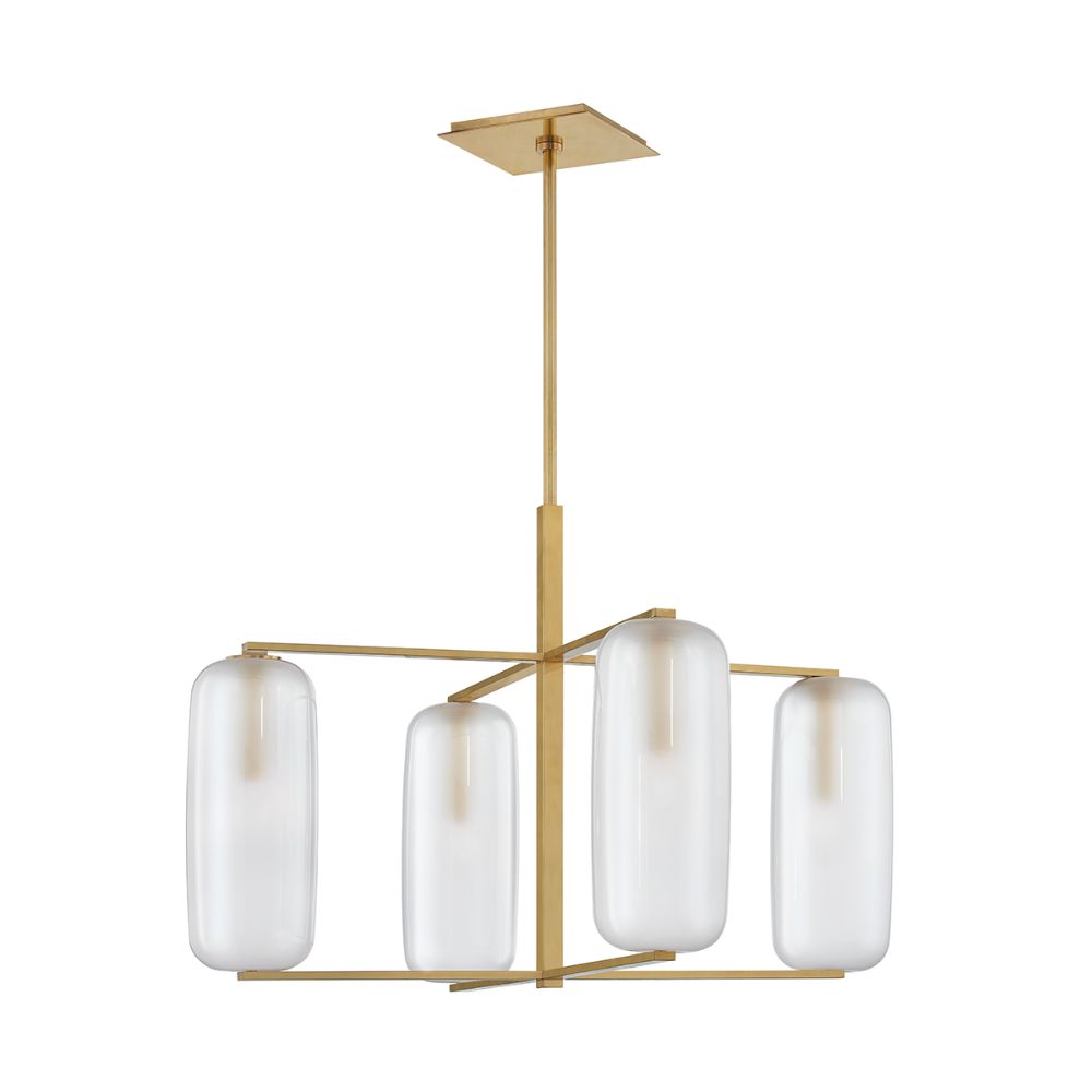 Hudson Valley 3474-AGB Pebble 4 Light Chandelier in Aged Brass