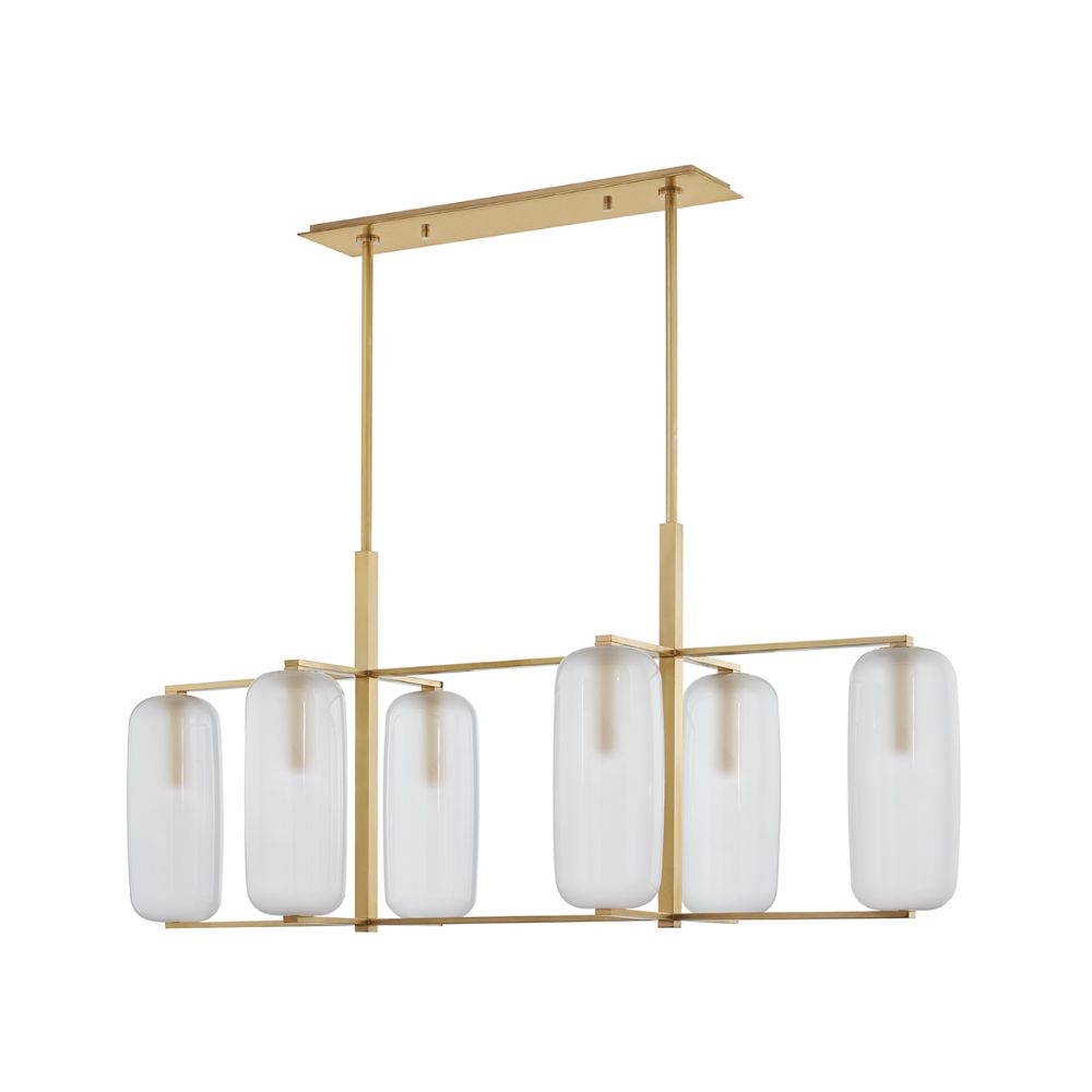Hudson Valley 3476-AGB Pebble 6 Light Island Light in Aged Brass