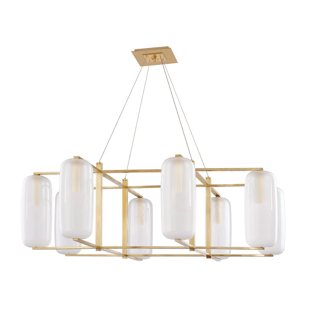 Hudson Valley 3478-AGB Pebble 8 Light Chandelier in Aged Brass