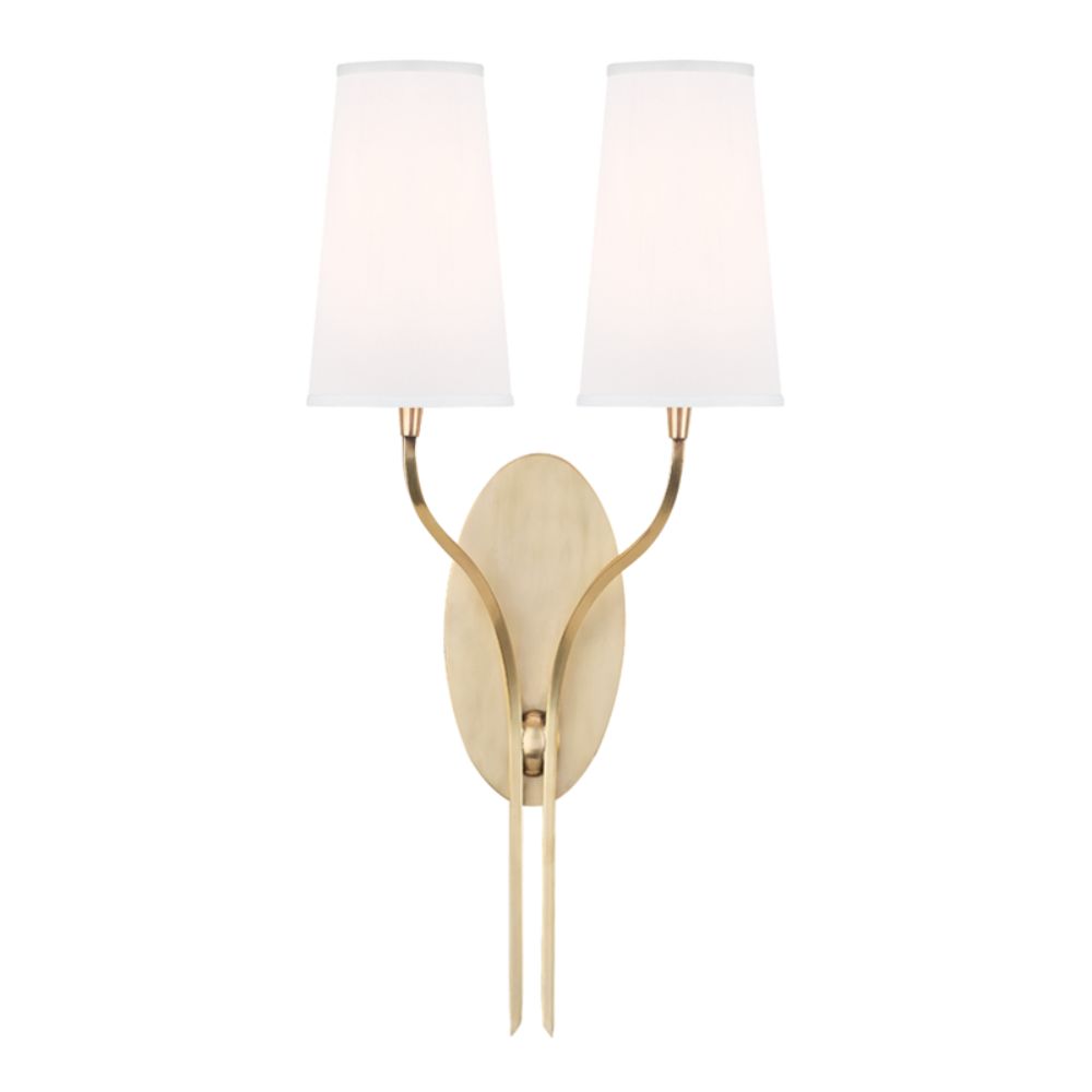 Hudson Valley Lighting 3712-AGB-WS Rutland 2 Light Wall Sconce in Aged Brass