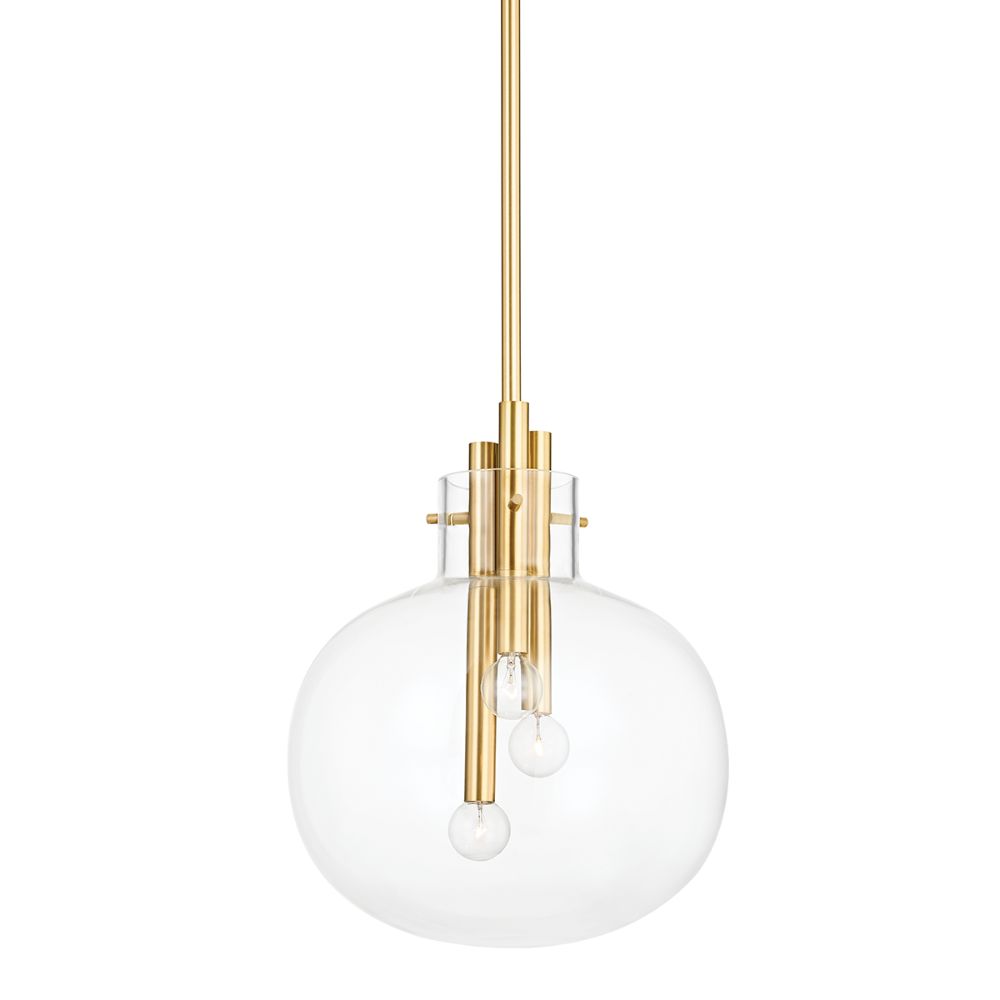 Hudson Valley 3914-AGB 3 Light Pendant in Aged Brass