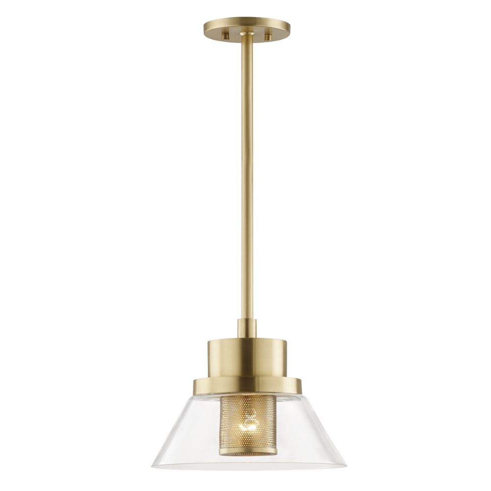 Hudson Valley 4031-AGB Paoli 1 Light Small Pendant in Aged Brass