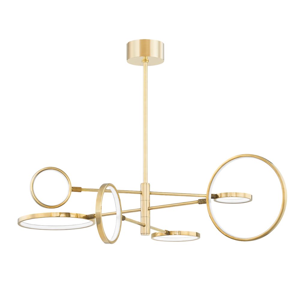 Hudson Valley 4106-AGB Saturn 6 Light Led Chandelier in Aged Brass