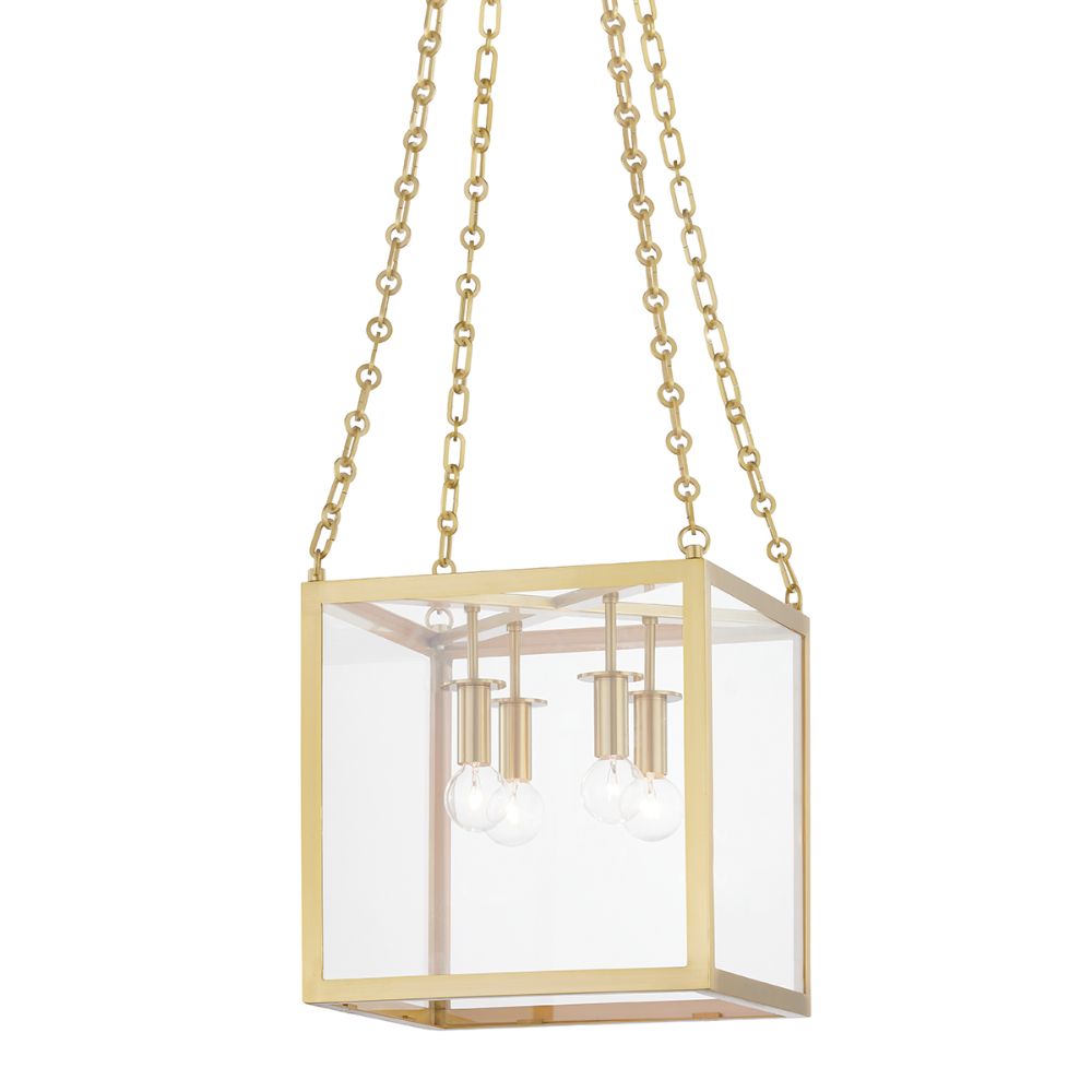 Hudson Valley 4113-AGB 4 Light Small Pendant in Aged Brass