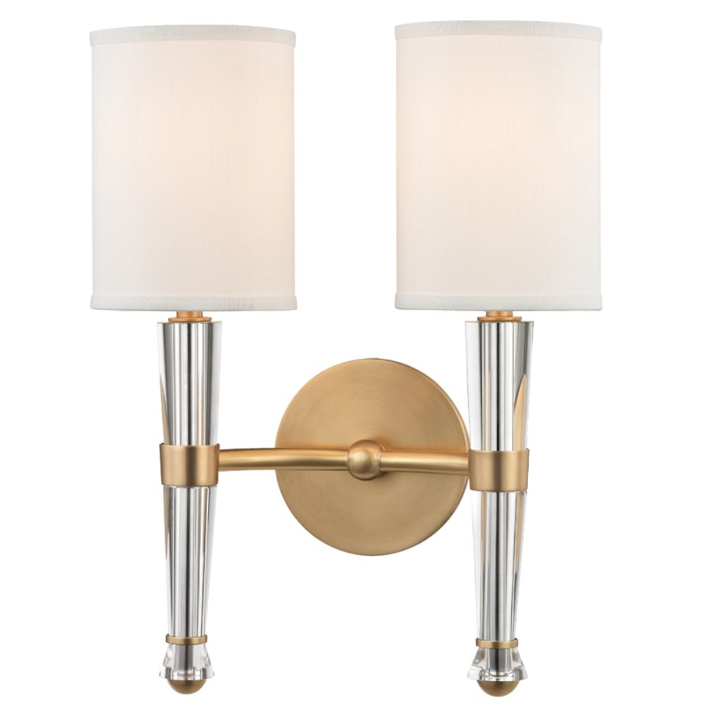 Hudson Valley 4120-AGB Volta 2 Light Wall Sconce in Aged Brass