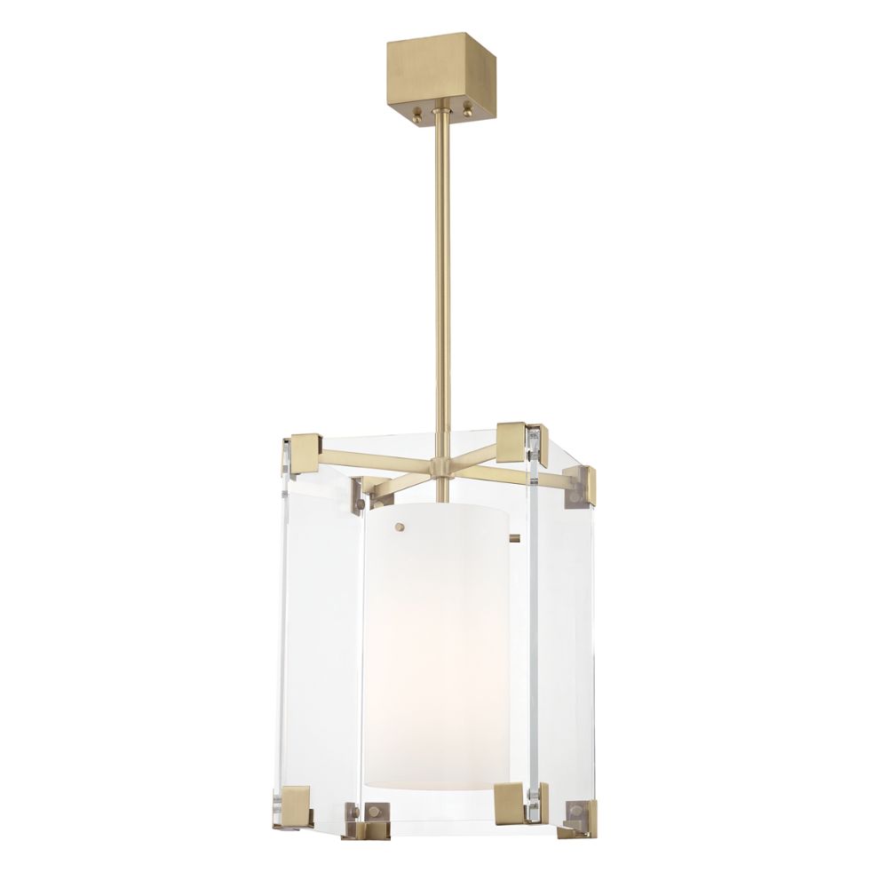 Hudson Valley 4125-AGB Achilles 1 Light Small Pendant in Aged Brass