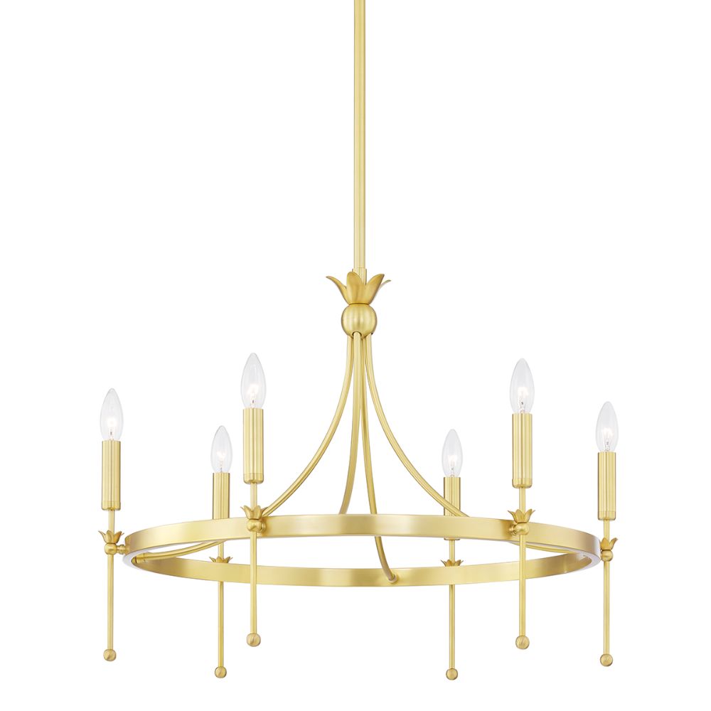 Hudson Valley 4327-AGB 6 Light Chandelier in Aged Brass