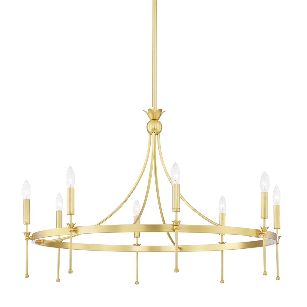 Hudson Valley 4338-AGB 8 Light Chandelier in Aged Brass