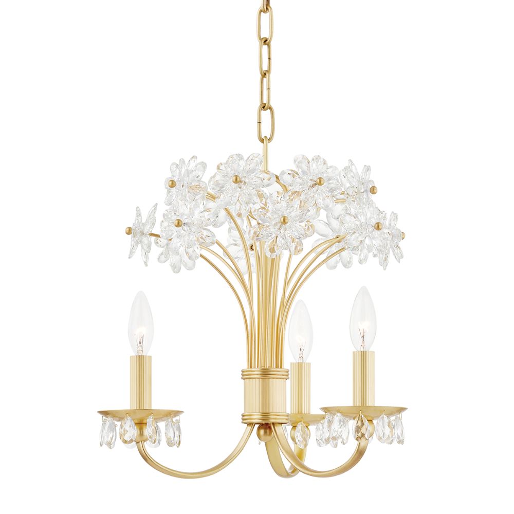 Hudson Valley 4419-AGB Beaumont 3 Light Chandelier in Aged Brass
