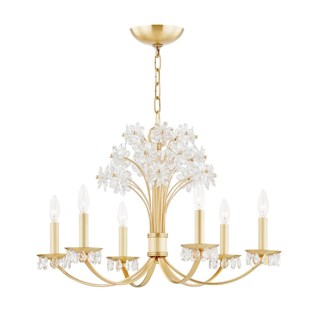 Hudson Valley 4430-AGB Beaumont 6 Light Chandelier in Aged Brass