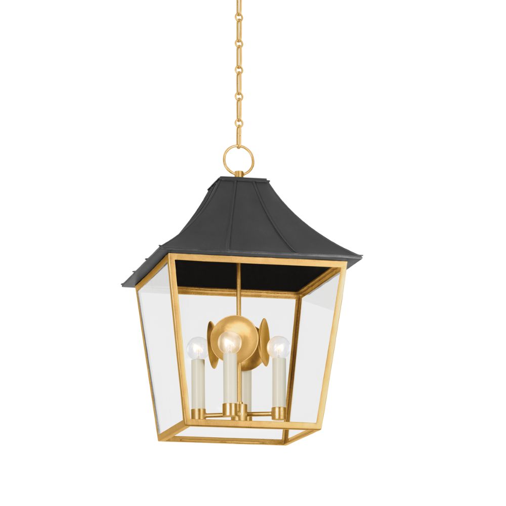 Hudson Valley Lighting 4904-VGL/GRA Staatsburg Lantern in Vintage Gold Lead/ Graphite