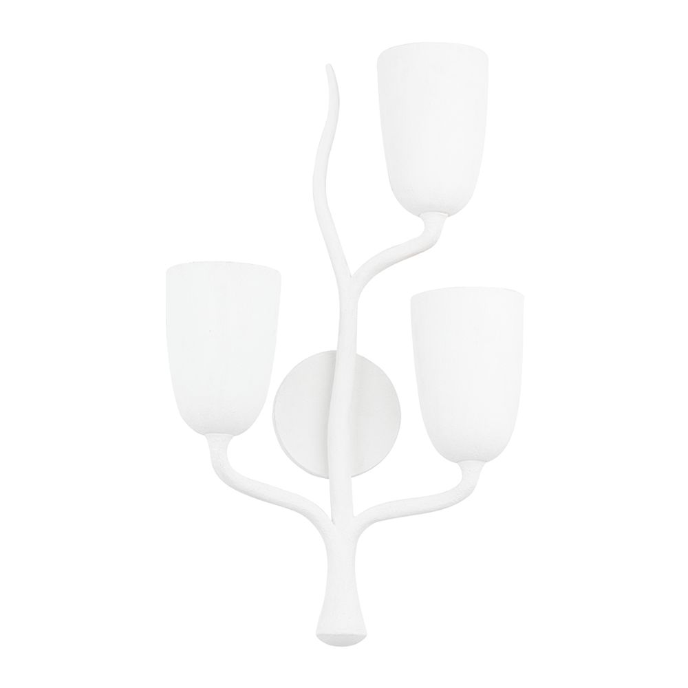 Hudson Valley 5003-R-WP 3 Light Right Wall Sconce in White Plaster