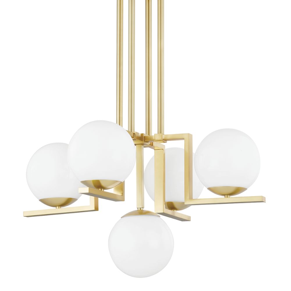 Hudson Valley 5085-AGB 5 Light Chandelier in Aged Brass