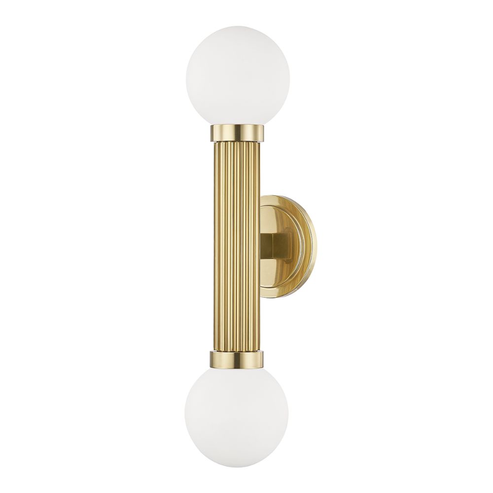 Hudson Valley 5102-AGB Reade 2 Light Wall Sconce in Aged Brass