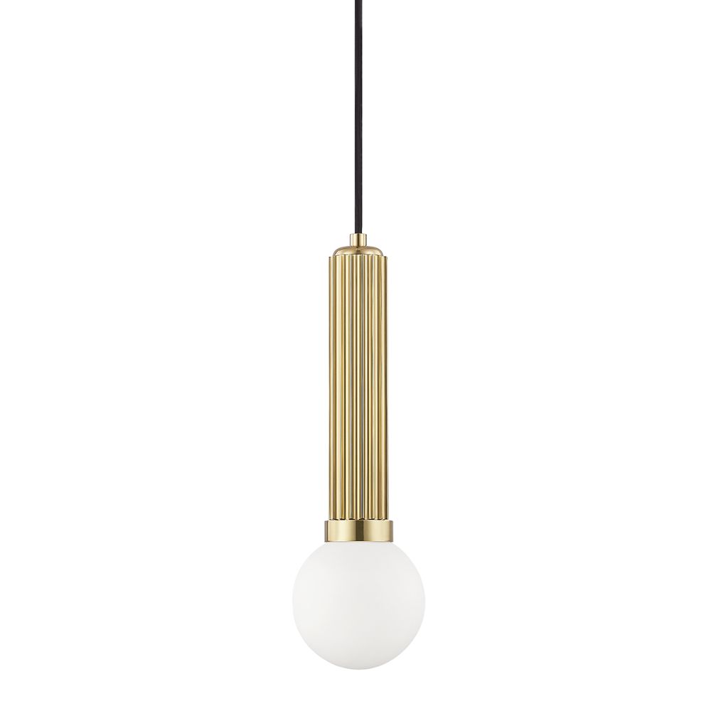 Hudson Valley 5104-AGB Reade 1 Light Pendant in Aged Brass